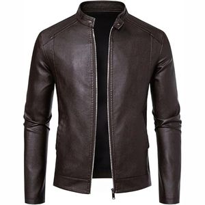 New 2025 Premium Quality Wholesale Autumn Winter <b>Men's</b> Casual Zipper Leather <b>Jacket</b> High Street Stand Collar Waterproof - Product Image 6