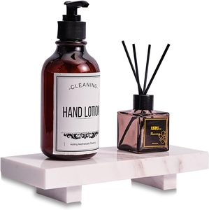 Marble Vanity White Marble Tray for Bathroom Jewelry Organizer and Perfume <b>Holder</b> Modern Decorative Tray for Skincare and <b>Makeup</b> - Product Image 1