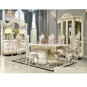 Juego de muebles de comedor tallados a mano Royal, aspecto elegante, muebles de comedor de 8 plazas, juego de mesa de comedor tallado a mano con aspecto italiano - Product Image 1