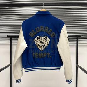 Veste universitaire Letterman à manches en cuir personnalisée pour hommes veste universitaire baseball OEM respirante en chenille au design vintage - Product Image 2