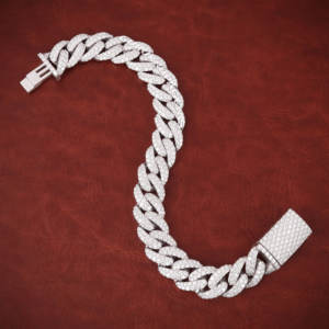 ขายดีสร้อยข้อมือเพชร13มม. ทรงคิวบานำน้ำแข็งสองแถว VVS 925เพชรที่ปลูกในห้องปฏิบัติการสร้อยข้อมือลิงค์ไมอามี่คิวบาเงิน - Product Image 2