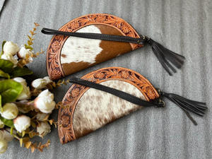 Nouveau Western élégant cheveux sur peau marron usiné fourrure cuir pochette femmes conçu sac à main vente chaude en cuir usiné portefeuille Unique - Product Image 3