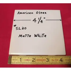 American Olean Vintage 1 pieza Azulejo de cerámica # SL20 4-1/4 ''Blanco mate Nuevo 1990's - Product Image 1