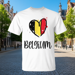 Camiseta con la Bandera de Bélgica, Unisex para Adultos, Cuello Redondo, Manga Corta, Impresión Digital, Promocional - Product Image 3