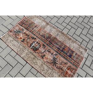 Vintage Small Rug 2.6x4.1 ft, Turkish <b>Brown</b> Ombr <b>Wool</b> Rug - Product Image 4