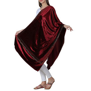 Top Sale Winter Wear Velvet Velour Beautiful Color Pakistani <b>Shawl</b> <b>Women</b> Wear Maroon Color Velvet <b>Shawls</b> Wholesale Customized - Product Image 4