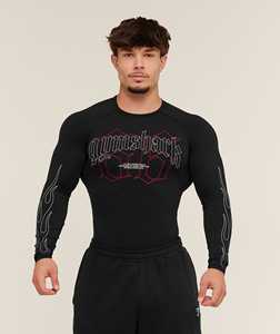 T-shirt de compression pour homme, streetwear, design personnalisé par sublimation, manches longues, performance, grappling, musculation, gym - Product Image 3