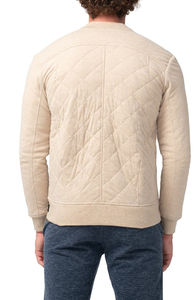Blouson Bomber en Laine Matelassée Beige pour Homme, Col Carré, Fermeture Boutons Cachés, Style Décontracté Automne, Couleur Unie, Longue Coupe Patchwork - Product Image 3