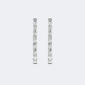 3.90CTW Marquise Diamond Bar Set Eternity <b>Hoop</b> Earrings 14k Gold Lab Grown D Color VVS <b>Large</b> Dangle Jewelry for Women - Product Image 5