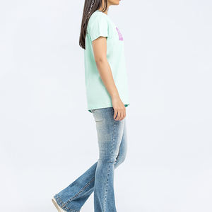 Nuevas camisetas de moda para mujer 100% algodón orgánico con Spandex estampado personalizado ropa informal a granel ajuste Regular último estilo - Product Image 4