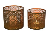 Porte-bougie artisanal en laiton antique, design unique découpé au laser, marque IHA, décoration d'intérieur, article de luxe, Noël, Pâques, Saint-Valentin