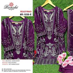 ชุดสلوارสำเร็จรูปผ้าออร์แกนซ่าปักลายและผ้าไหมปักลาย ดีไซน์เนอร์ออกแบบ ขายดีที่สุด สำหรับงานแต่งงานและงานเทศกาล - Product Image 6