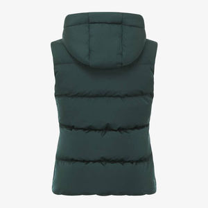 Gilet matelassé noir à capuche pour femme avec fermeture éclair, coupe-vent, vêtement d'extérieur décontracté - Product Image 2