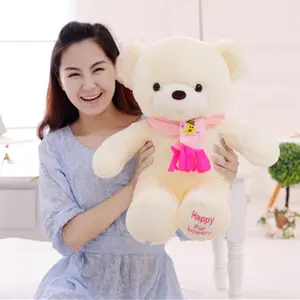 2024 saint valentin méga taille blanc ours en peluche avec écharpe jouets en peluche Animal doux enfants ours en peluche jouet pour petite amie