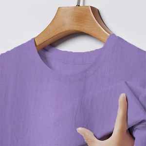 Camiseta 100% de algodón de alta calidad para hombre, camiseta informal de manga corta con patrón sólido, camiseta bordada con estampado transpirable de talla grande - Product Image 3