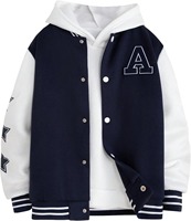 Maßgefertigte Großhandels-College-Varsity-Jacke in Marineblau mit Echtleder-Patchwork Vorne und Innenschicht, Wasserdichter Trendiger Letterman-Mantel