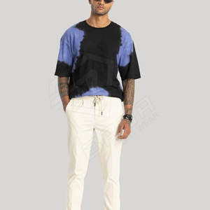 Vente en gros de t-shirts surdimensionnés et lourds imprimés sur mesure pour hommes, broderie grande taille, couleur unie et longue longueur - Product Image 2