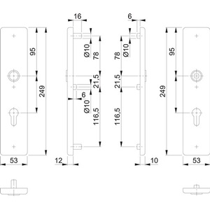 HOPPE ชุดป้ายกันกระแทกยาว E2221/2210 Matt F69 PZ 72 มม. - Product Image 3