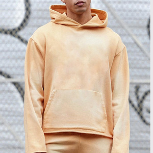 Sweats à capuche personnalisés pour hommes 100% coton épais poids lourd surdimensionné sweats à capuche épaules tombantes streetwear pull à capuche vierge pour moi - Product Image 1