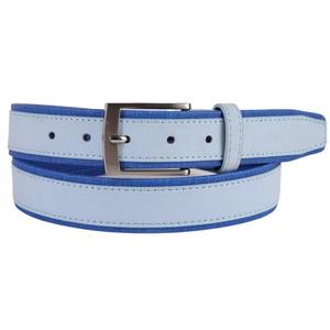 Cinturón de cuero Sude para hombre y mujer con correa de tela Oxford, hebilla de lujo de cuero genuino, cinturones azules para 3,5 cm - Product Image 1