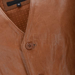 Gilet en cuir vintage sans manches, couleur personnalisée, qualité supérieure, logo personnalisé Gilet en cuir pour hommes - Product Image 4