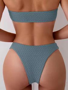2022 gros gros maillots De Bain personnalisés brésilien fendu Sexy Bikini Femme Maillot De Bain Micro couleur unie - Product Image 6
