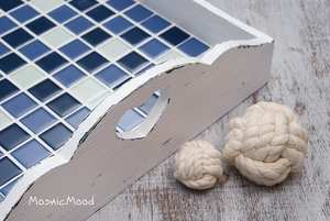 Plateau moderne en bois de noyer pouf avec poignées plateau de service pour la décoration de salon idée cadeau pour la maison - Product Image 3