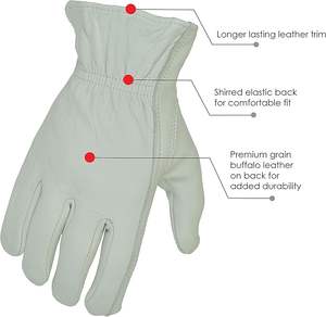Gants de travail en cuir de vachette pour hommes et femmes avec texture de grain Gants de jardinage renforcés et durables résistants aux perforations et aux coupures - Product Image 3