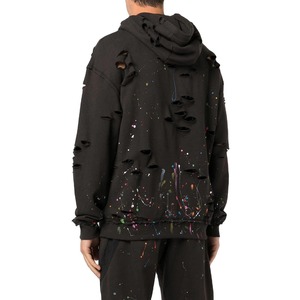 Sweat à capuche DLS personnalisé pour hommes, style streetwear, coupe oversize, effet délavé vintage, avec strass, fabrication OEM - Product Image 6