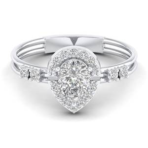 REYES clásico 925 plata esterlina compromiso solitario anillo brillante pera corte 0.88Ct moissanita boda joyería fina para ella - Product Image 1