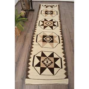 Alfombra Turca Vintage de 2.5x9.6 pies (75x294 cm), Alfombra de Lana Marrón Kilim - Product Image 1