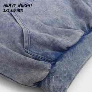 Conjunto de Sudadera con capucha de felpa francesa de algodón pesado de 500GSM con estampado DTG personalizado en lavado ácido vintage - Product Image 4