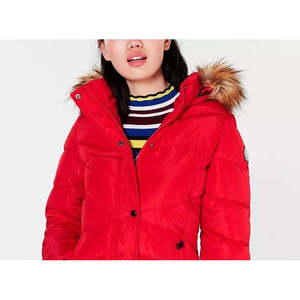 Piumino Invernale da Ragazza Madden, Rosso, Taglia Media, con Cappuccio e Bordo in Pelliccia Sintetica, Antivento - Product Image 2