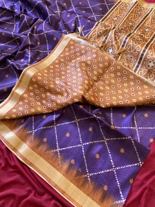 Indian Style Tusaar Silk Women's <b>Saree</b> with Latest Design Made in India In-Stock - Product Image 3