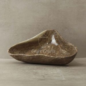 Cuenco Decorativo de Ónix Tan con Borde Natural, Tallado a Mano, Acabado Liso, Adorno de Piedra Decorativa para Interiores, Plato Poco Profundo - Product Image 6