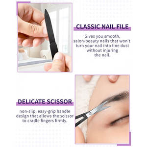 Set 9 Flower Pattern Precision Anti-Static Stainless Steel Eyelash Eyebrow Tweezers <b>Nail</b> Clipper Facial Ingrown Steel Case 2026 - Product Image 3