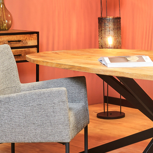 Ensemble de table à manger en bois de manguier massif de style moderne de forme fantaisie pour la maison, le bureau, l'hôtel et l'école pour le salon et le restaurant - Product Image 5