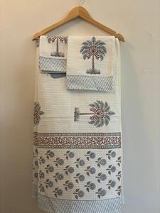 Serviettes de bain de golf fabriquées à la main en bloc d'Inde 100% ensemble d'essuie-mains de haute qualité en coton gaufré - Product Image 2