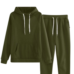 Ensemble de survêtement vert olive foncé avec sweat à capuche et pantalon de jogging pour femme – Tenue décontractée et sportive d'hiver – Vente en gros, usine OEM - Product Image 3