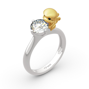 Jeulia Hug Me Sterling Silver <b>Ring</b> with Round Cut Zircon and Heart-Shaped Monkey Design - Product Image 2