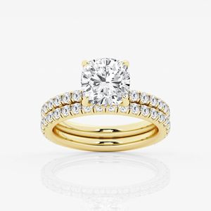 <b>Cushion</b> Cut Diamond Bridal Set <b>Ring</b> For Women - Product Image 5