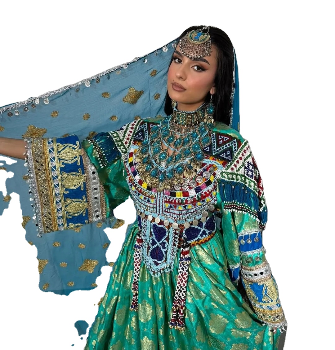 Turquoise and Gold Dresses - New Style Party Wear