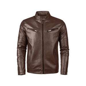 Blouson en cuir léger décontracté pour homme, style motard vintage, motif lettres, en toile, pour l'hiver - Product Image 1