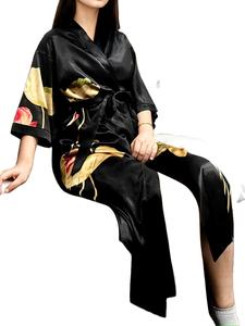 Nueva Camisola de Satén de Seda 100% Estampada al por Mayor, Ropa de Dormir de Verano, Bata de Seda Satinada No Tejida para Mujer, Pijama Casual con Logotipo Personalizado - Product Image 3