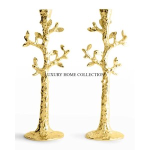 Juego de 2 candelabros chapados en oro de latón antiguo, candelabro interior elegante y atractivo para Hotel y restaurante - Product Image 4