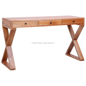 Table d'étude de bureau en bois de Sheesham avec 3 tiroirs pour la maison et le bureau Table d'ordinateur de bureau - Product Image 2