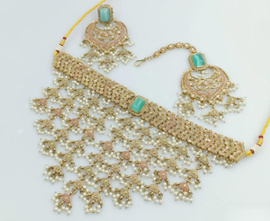 Indian Jewelry Traditional &Fashionable Gold Plated Motipearl & Kundan With Earring and Maagtika Combo Necklace <b>Set</b> <b>for</b> <b>Women</b> - Product Image 1