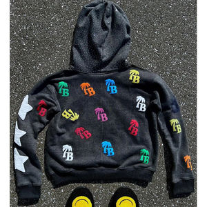 Manufacturer Custom Screen Blank Printing Sweatshirts Men Oversized Acid <b>top</b> quality Wash Ripped Raw Hem <b>Cropped</b> Hoodies - Product Image 2