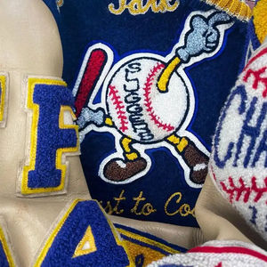 100% algodón pesado Chenille bordado lana letras Varsity chaqueta de béisbol para hombre chaqueta universitaria - Product Image 3