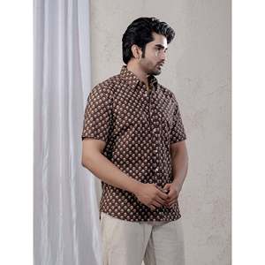 Camisa de Moda Masculina con Cuello Mao, 100% Algodón, Estampada, de Manga Corta, Estilos Casual y de Esmoquin, Tela Popelina, Suministro ODM - Product Image 4